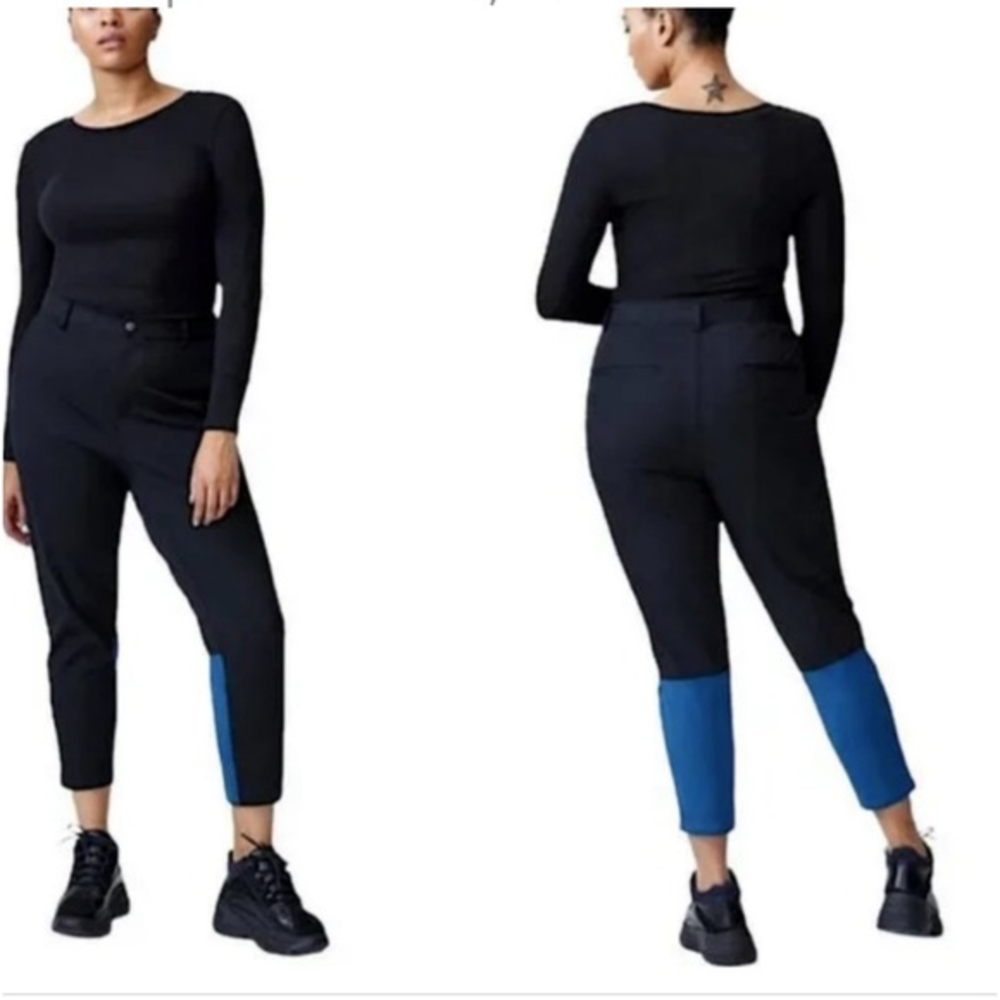 UNIVERSAL STANDARD‎ Lora Contrast Panel Pants black blue size 10 (174)